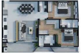 planta 2 Suíte - 90 m²
